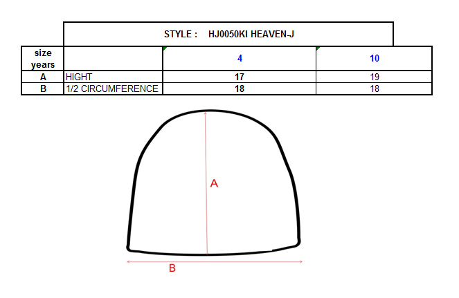 Chapeau enfant Kilpi HEAVEN-J – Size chart