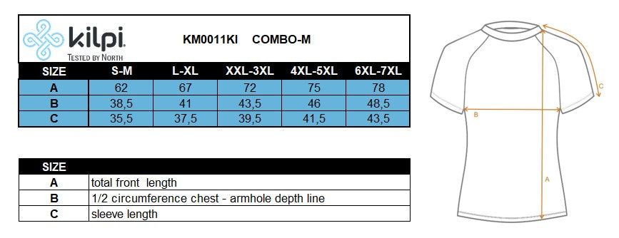 Maillot de course pour hommes Kilpi COMBO-M – Size chart