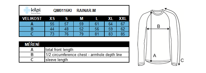 Veste imperméable cyclisme homme Kilpi RAINAR-M – Size chart