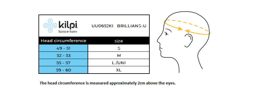 Bandeau de course unisexe Kilpi BRILLIANS-U – Size chart