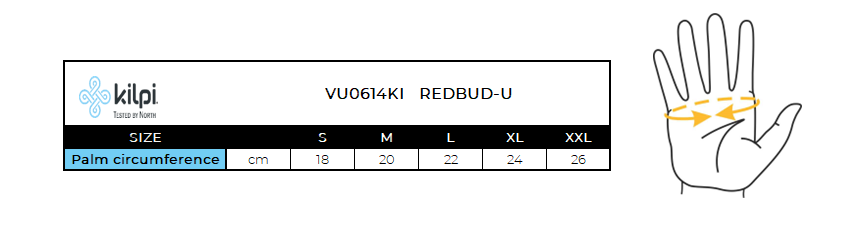 Gants de cyclisme unisexe Kilpi REDBUD-U – Size chart