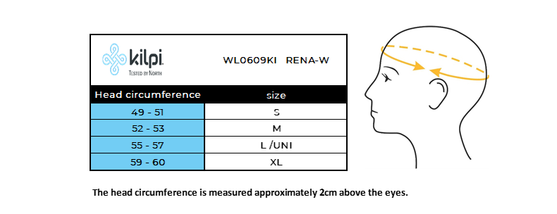 Bonnet d'hiver femme Kilpi RENA-W – Size chart