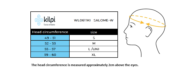 Bonnet d'hiver femme Kilpi SALOME-W – Size chart