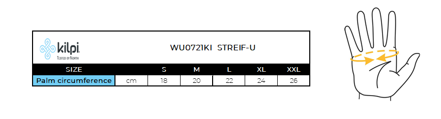 Gants de ski Kilpi STREIF-U – Size chart