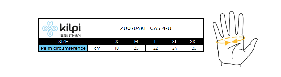 Gants de course unisexe Kilpi CASPI-U – Size chart
